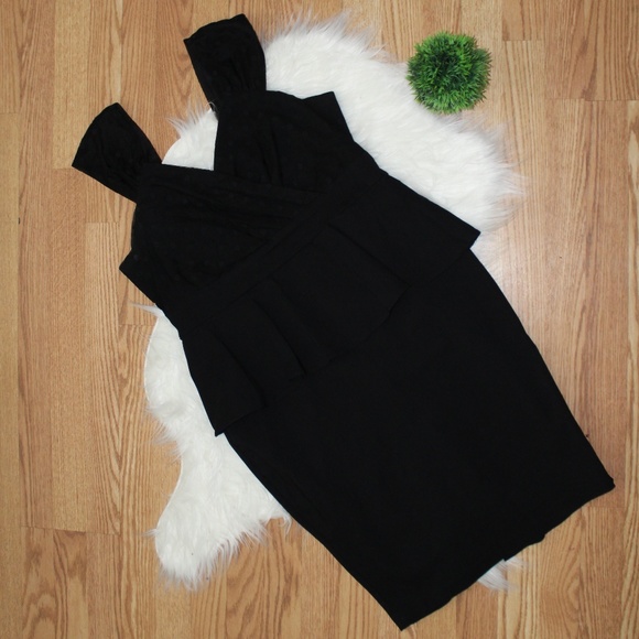 Torrid Black Polka Dot Peplum Dress 14 EUC